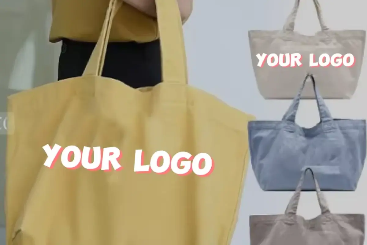 Colored heavyweight canvas tote samples shown for build review