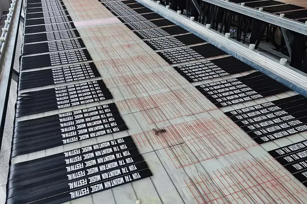 Canvas webbing production equipment inside the factory