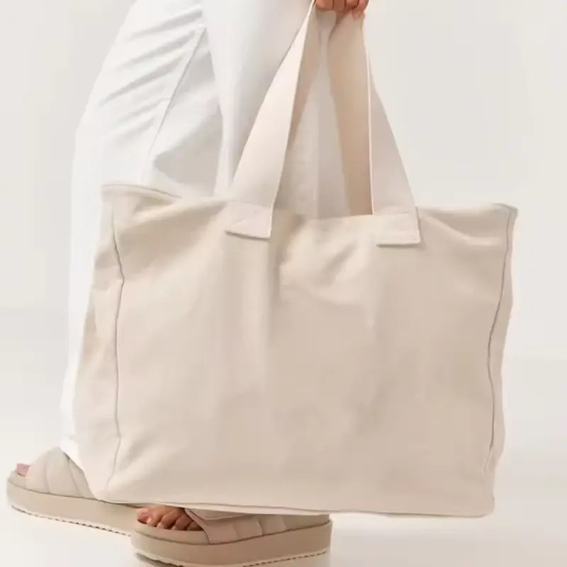 Blank natural classic canvas tote bag with long handles