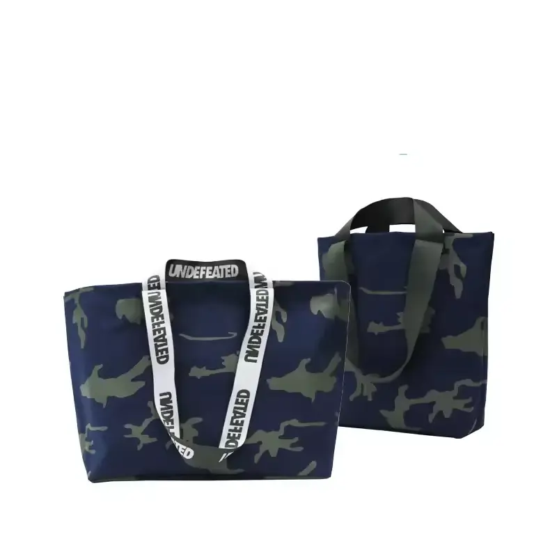 Navy structured canvas totes with wide reinforced handles