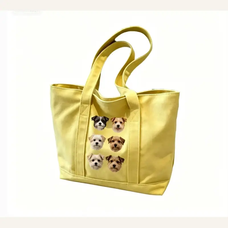 Yellow mini canvas tote with short handles and a top zipper