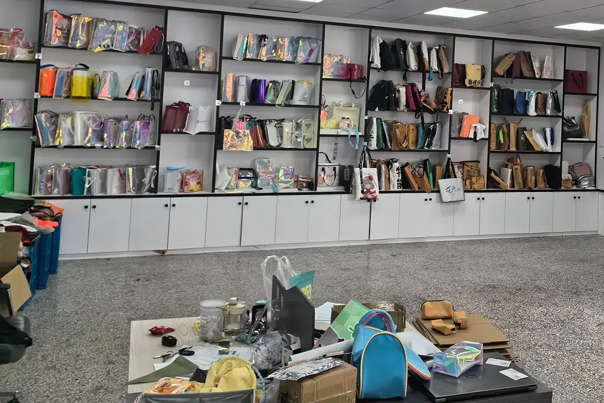 Factory sample room prepared for webbing handle inspection