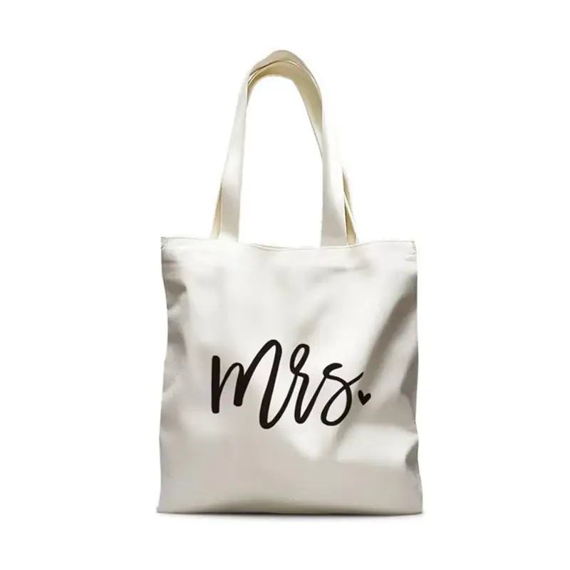 Natural cotton tote with black script artwork and long shoulder handles