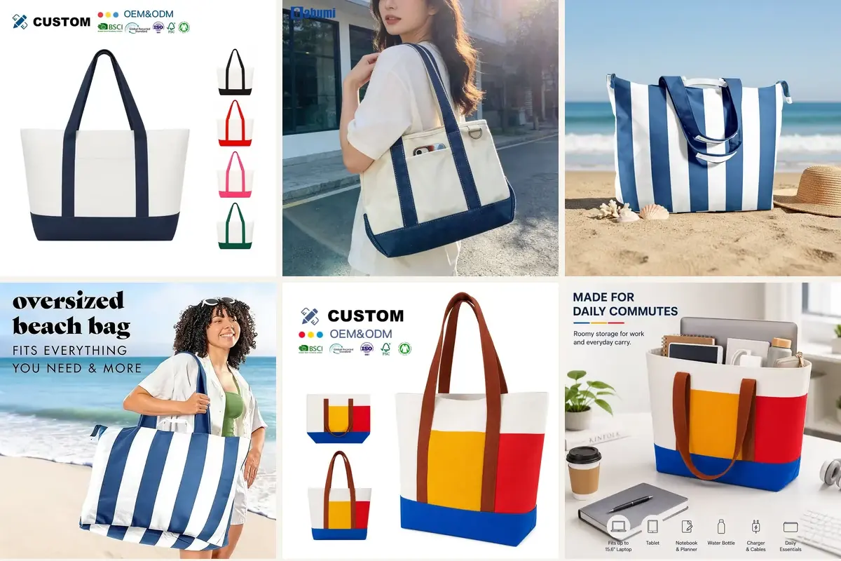 Canvas tote side panels, wide bases and gusset shapes