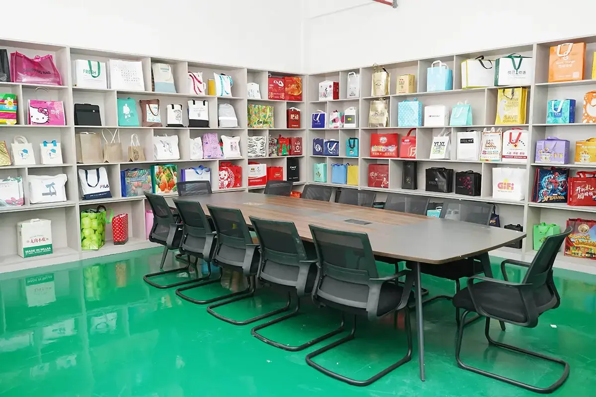 Factory sample room prepared for tote construction review