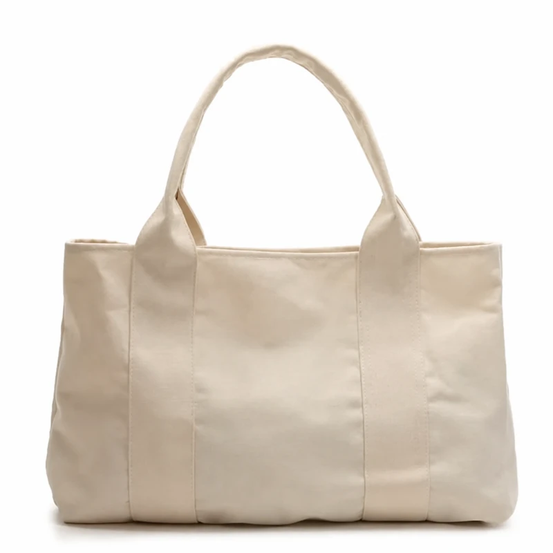 Natural 12 oz canvas tote bag with reinforced handles