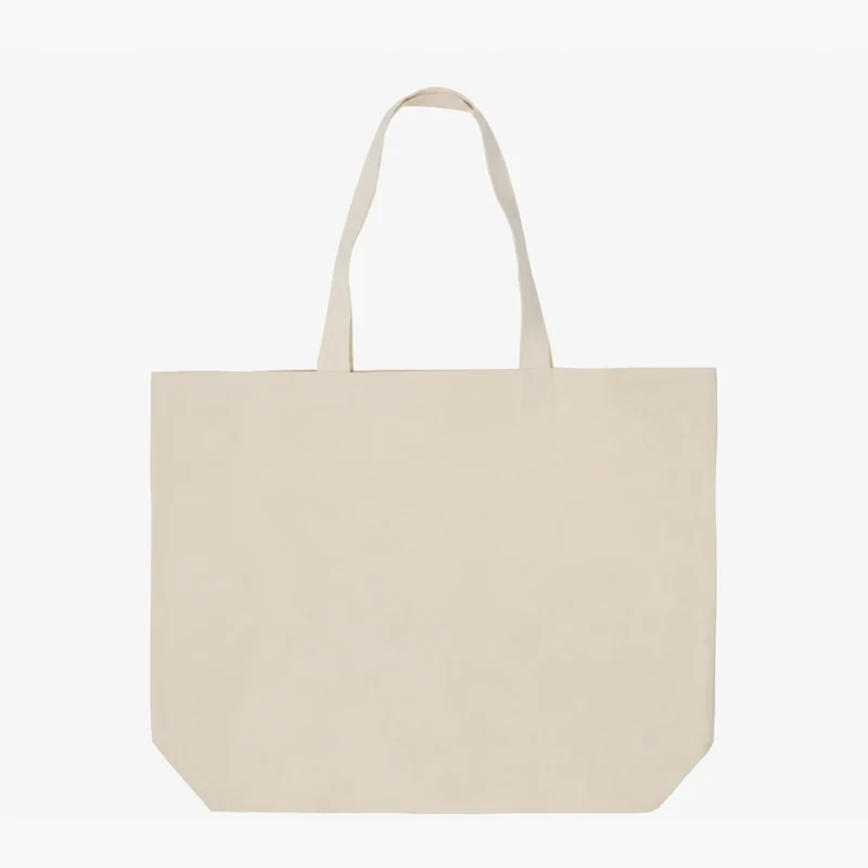 Natural canvas tote bag with long handles and a plain front