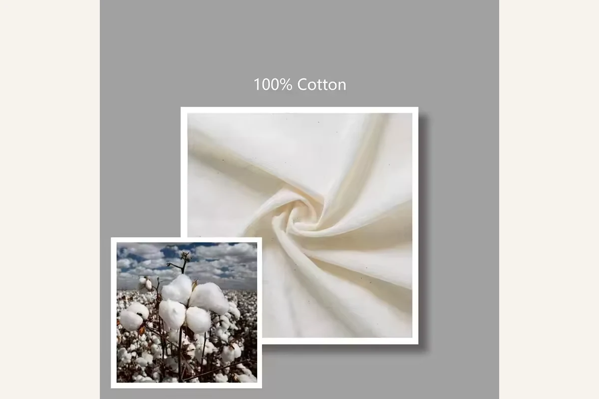 White cotton fabric reference showing a smooth weave and cotton fibers