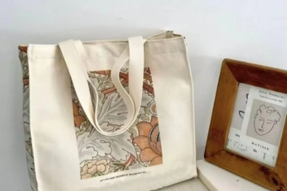 Natural cotton tote packed with a matching gift box and fabric wrap